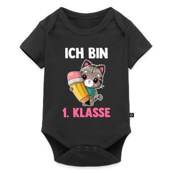 Schulkind Schulbeginn Erste Klasse Katze Einschulu - Baby Premium Kurzarmbody - Schwarz - Vorne