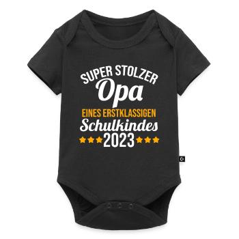 Stolzer Opa eines Schulkind 2023 Einschulung - Baby Premium Kurzarmbody - Schwarz - Vorne