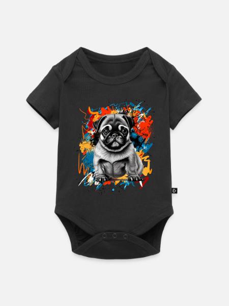 Mops - Baby Premium Kurzarmbody - Schwarz
