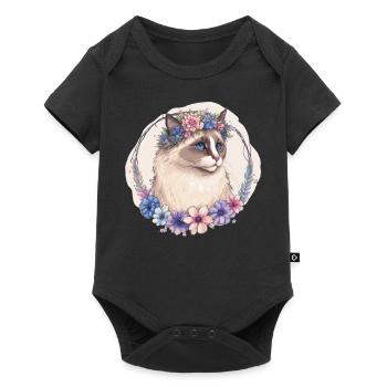 Cute Ragdoll Cat Flower Crown Cats Pet Kitten - Baby Premium short-sleeve bodysuit - black - Front