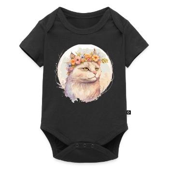 Cute Ragamuffin Cat Flower Crown Cats Pet Kitten - Baby Premium short-sleeve bodysuit - black - Front