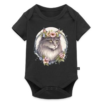 Mignon Norwegian Forest Cat Fleur Crown Cats Pet Ki - Body à manches courtes Premium Bébé - noir - Devant