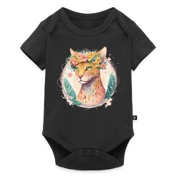 Mignon Ocicat Cat Fleur Couronne Chats Chaton Pet Chaton - Body à manches courtes Premium Bébé - noir - Devant