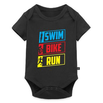 Swim Bike Run Triathlon Triathlet Triathletin - Baby Premium Kurzarmbody - Schwarz - Vorne