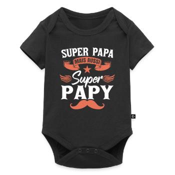 Fête Des Pères Papy Humour Grand-Papa Papi - Body à manches courtes Premium Bébé - noir - Devant
