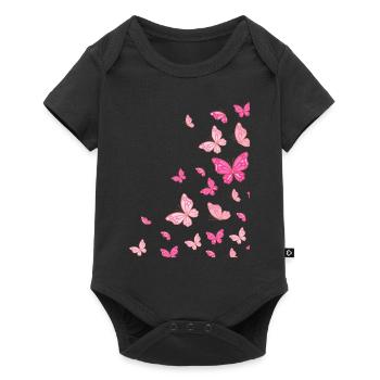 Pink Pink Colorful Butterflies Butterfly - Baby Premium short-sleeve bodysuit - black - Front
