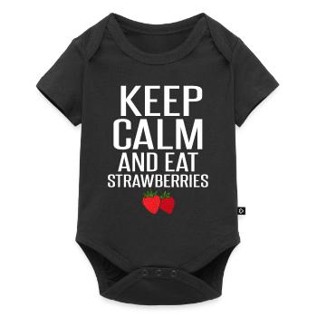 Restez calme et mangez des fraises - Body à manches courtes Premium Bébé - noir - Devant