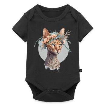 Mignon Ocicat Cat Fleur Couronne Chats Chaton Pet Chaton - Body à manches courtes Premium Bébé - noir - Devant