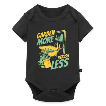 Garden More Stress Less Kleingarten Gartenbau - Baby Premium Kurzarmbody - Schwarz - Vorne