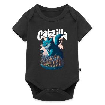 Catzilla Unleashed Funny Cartoon-Style Feline - Baby Premium Kurzarmbody - Schwarz - Vorne