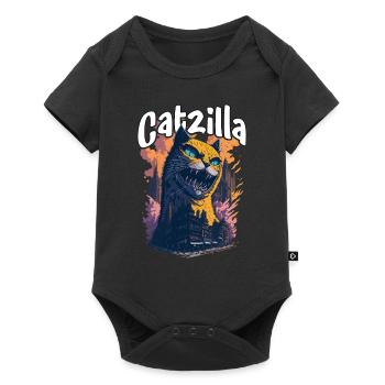 Catzilla Unleashed Funny Cartoon-Style Feline - Baby Premium Kurzarmbody - Schwarz - Vorne