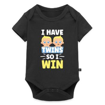Ich Habe Zwillinge Also Gewinne Ich Zwilling - Baby Premium Kurzarmbody - Schwarz - Vorne
