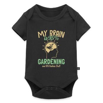 My Brain is 95% Gardening Gartenbau Kleingarten - Baby Premium Kurzarmbody - Schwarz - Vorne