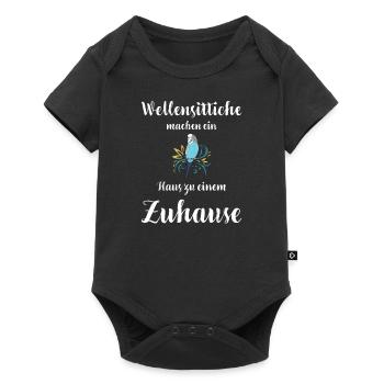 Wellensittich I Sittich Vogel Budgie Motiv für - Baby Premium Kurzarmbody - Schwarz - Vorne
