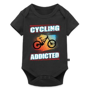 Cycling Addicted Mountainbike MTB Fahrrad Rad - Baby Premium Kurzarmbody - Schwarz - Vorne