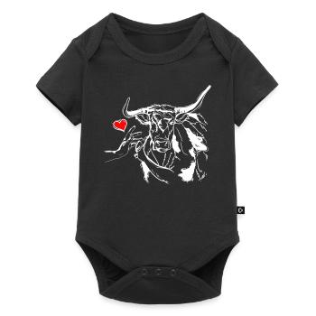 Cow Heart Holding Hand with Cow - Baby Premium short-sleeve bodysuit - black - Front
