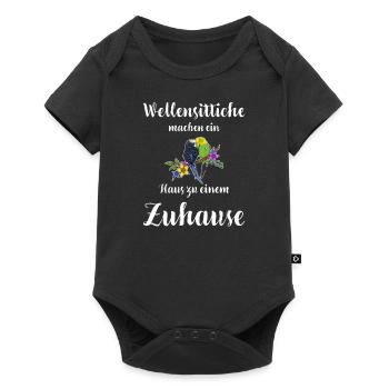 Wellensittich I Sittich Vogel Budgie Motiv für - Baby Premium Kurzarmbody - Schwarz - Vorne