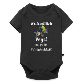 Wellensittich I Sittich Vogel Budgie Motiv für - Baby Premium Kurzarmbody - Schwarz - Vorne