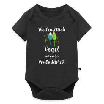 Wellensittich I Sittich Vogel Budgie Motiv für - Baby Premium Kurzarmbody - Schwarz - Vorne