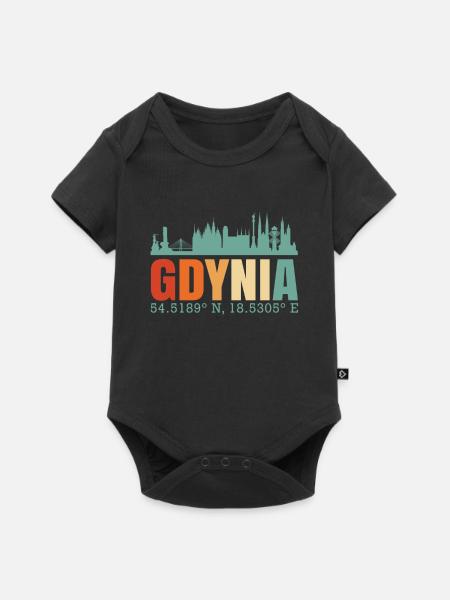 Polen Gdynia Skyline - Baby Premium Kurzarmbody - Schwarz