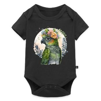 Cute Conure Parrot Bird Flower Crown Pet Birds - Baby Premium short-sleeve bodysuit - black - Front