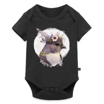 Cute Finch Bird Flower Crown Pet Birds - Baby Premium short-sleeve bodysuit - black - Front