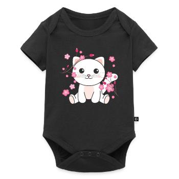Chat animaux mignons pour enfants kawaii - Body à manches courtes Premium Bébé - noir - Devant