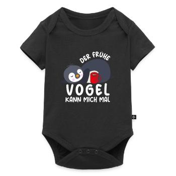 Der Frühe Vogel kann mich mal Pinguin - Baby Premium Kurzarmbody - Schwarz - Vorne