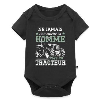 Ne Jamais Sous-Estimer Un Homme Avec Un Tracteur - Body à manches courtes Premium Bébé - noir - Devant