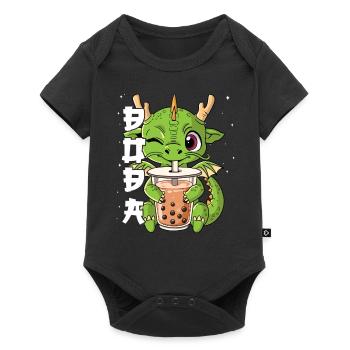 Boba Tea Drache Bubble Tea - Baby Premium Kurzarmbody - Schwarz - Vorne