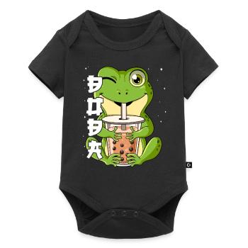 Boba Tea Frosch Bubble Tea - Baby Premium Kurzarmbody - Schwarz - Vorne