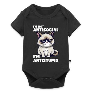 Grump Cat - I'm Not Antisocial - I'm Antistupid - Baby Premium short-sleeve bodysuit - black - Front