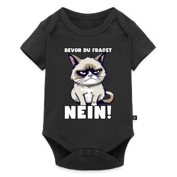 Grump Cat - Bevor Du Fragst Nein! Zynischer Spruch - Baby Premium Kurzarmbody - Schwarz - Vorne