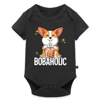 Bubble Tea Corgi Chien Boba Tea Bobaholic - Body à manches courtes Premium Bébé - noir - Devant
