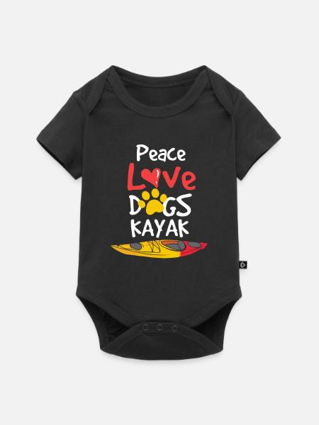 Frieden Liebe Hunde Kajak - Baby Premium Kurzarmbody - Schwarz