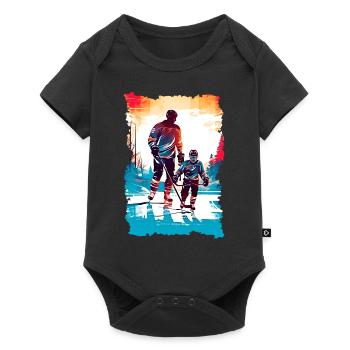 Father and Son Ice Hockey Father's Day Gift - Baby Premium short-sleeve bodysuit - black - Front