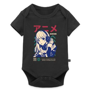Japan Japanese Manga Girl Game Gaming Gamergirl - Baby Premium short-sleeve bodysuit - black - Front