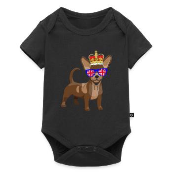 Chihuahua portant la couronne de la reine - Body à manches courtes Premium Bébé - noir - Devant
