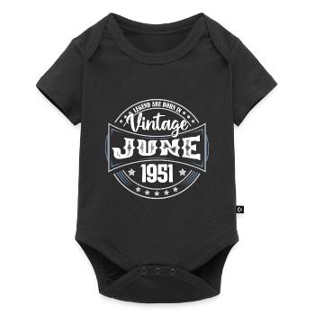 1951 Juni. Geburtstagsgeschenk Juni 1951. Juni. - Baby Premium Kurzarmbody - Schwarz - Vorne