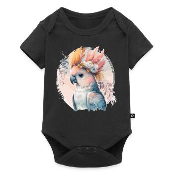 Cute Cockatoo Parrot Bird Flower Crown Pet Birds - Baby Premium short-sleeve bodysuit - black - Front