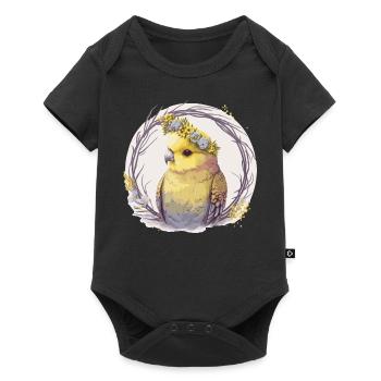 Mignon perruche jaune perruche oiseau fleur couronne animal de compagnie - Body à manches courtes Premium Bébé - noir - Devant