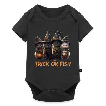 Trick Or Fish Halloween Katzen als Hexen - Baby Premium Kurzarmbody - Schwarz - Vorne