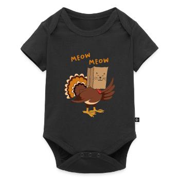 Meow Meow Cat Funny Turkey in Cat Costume - Baby Premium short-sleeve bodysuit - black - Front