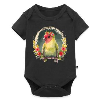 Green Peach Faced Lovebird Parrot Flower Crown Pet - Body à manches courtes Premium Bébé - noir - Devant