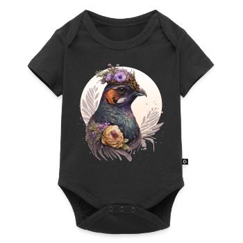 Cute Watercolor Pheasant Bird Flower Crown Pet Bir - Baby Premium Kurzarmbody - Schwarz - Vorne