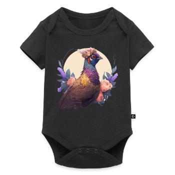 Cute Watercolor Pheasant Bird Flower Crown Pet Bir - Baby Premium Kurzarmbody - Schwarz - Vorne