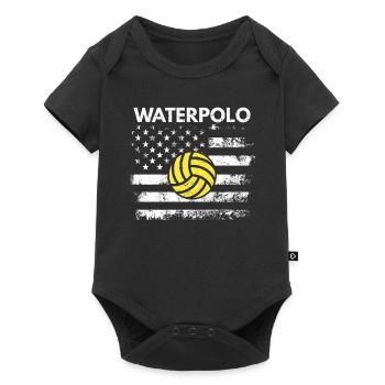 Vintage American USA Flagge Wasserball Cool Schwim - Baby Premium Kurzarmbody - Schwarz - Vorne