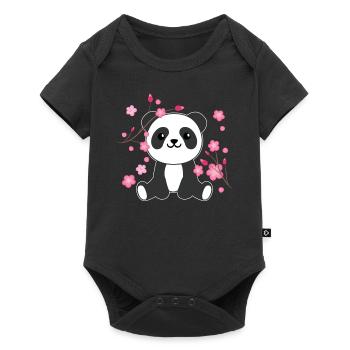 Panda animaux mignons pour enfants kawaii - Body à manches courtes Premium Bébé - noir - Devant