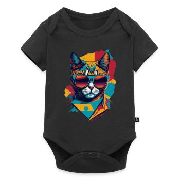 Retro Cool Cat: Vintage Vibes and Feline Flair - Baby Premium Kurzarmbody - Schwarz - Vorne