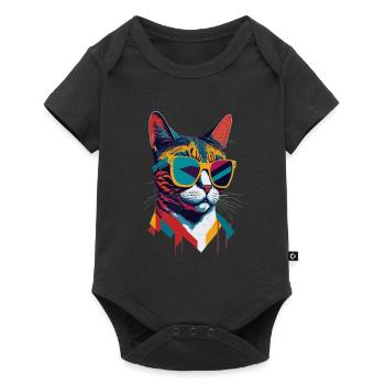 Retro Cool Cat: Vintage Vibes and Feline Flair - Baby Premium Kurzarmbody - Schwarz - Vorne